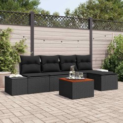 Ensemble de canapé de jardin avec coussin 6 pcs Noir polyrotin 528163528163