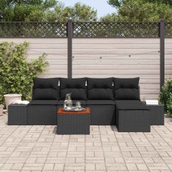 Ensemble de canapé de jardin avec coussin 6 pcs Noir polyrotin 528163528163