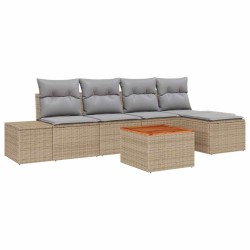 Ensemble de canapé de jardin avec coussin 6 pcs Beige polyrotin 528164528164