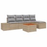 Ensemble de canapé de jardin avec coussin 6 pcs Beige polyrotin 528164528164