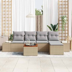 Ensemble de canapé de jardin avec coussin 6 pcs Beige polyrotin 528164528164