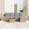 Ensemble de canapé de jardin avec coussin 6 pcs Beige polyrotin 528164528164