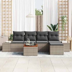 Ensemble de canapé de jardin avec coussin 6 pcs Gris polyrotin 528165528165