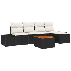 Ensemble de canapé de jardin avec coussin 6 pcs Noir polyrotin 528166528166