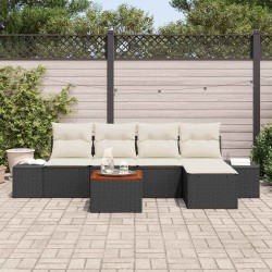 Ensemble de canapé de jardin avec coussin 6 pcs Noir polyrotin 528166528166
