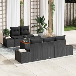 Ensemble de canapé de jardin avec coussin 6 pcs Noir polyrotin 528167528167