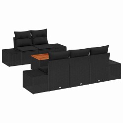 Ensemble de canapé de jardin avec coussin 6 pcs Noir polyrotin 528167528167