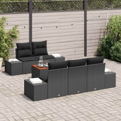 Ensemble de canapé de jardin avec coussin 6 pcs Noir polyrotin 528167528167