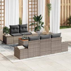 Ensemble de canapé de jardin avec coussin 6 pcs Gris polyrotin 528168528168