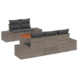 Ensemble de canapé de jardin avec coussin 6 pcs Gris polyrotin 528168528168