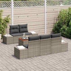 Ensemble de canapé de jardin avec coussin 6 pcs Gris polyrotin 528168528168