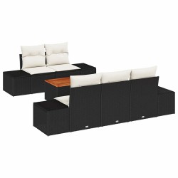 Ensemble de canapé de jardin avec coussin 6 pcs Noir polyrotin 528169528169