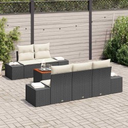 Ensemble de canapé de jardin avec coussin 6 pcs Noir polyrotin 528169528169