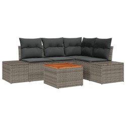 Ensemble de canapé de jardin avec coussin 5 pcs Gris polyrotin 528170528170