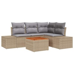 Ensemble de canapé de jardin avec coussin 5 pcs Beige polyrotin 528171528171