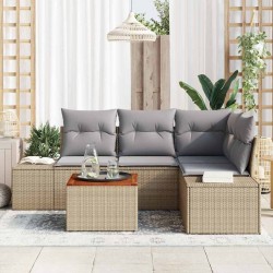 Ensemble de canapé de jardin avec coussin 5 pcs Beige polyrotin 528171528171