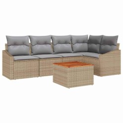 Ensemble de canapé de jardin avec coussin 6 pcs Beige polyrotin 528172528172