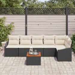 Ensemble de canapé de jardin avec coussin 7 pcs Noir polyrotin 528174528174