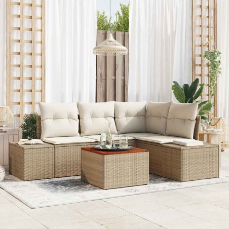 Ensemble de canapé de jardin avec coussin 5 pcs Beige polyrotin 528177528177