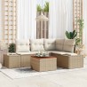 Ensemble de canapé de jardin avec coussin 5 pcs Beige polyrotin 528177528177