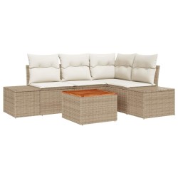 Ensemble de canapé de jardin avec coussin 5 pcs Beige polyrotin 528177528177