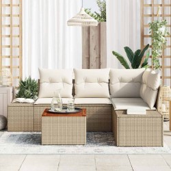 Ensemble de canapé de jardin avec coussin 5 pcs Beige polyrotin 528177528177