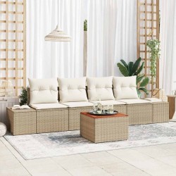 Ensemble de canapé de jardin avec coussin 5 pcs Beige polyrotin 528179528179