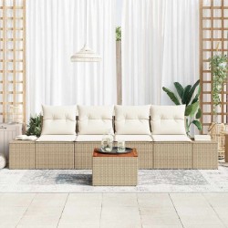 Ensemble de canapé de jardin avec coussin 5 pcs Beige polyrotin 528179528179