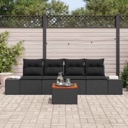 Ensemble de canapé de jardin avec coussin 5 pcs Noir polyrotin 528180528180