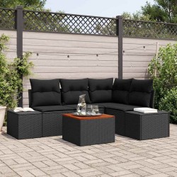 Ensemble de canapé de jardin avec coussin 5 pcs Noir polyrotin 528181528181