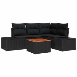Ensemble de canapé de jardin avec coussin 5 pcs Noir polyrotin 528181528181