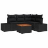 Ensemble de canapé de jardin avec coussin 5 pcs Noir polyrotin 528181528181