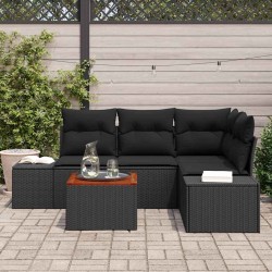 Ensemble de canapé de jardin avec coussin 5 pcs Noir polyrotin 528181528181
