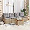 Ensemble de canapé de jardin avec coussin 5 pcs Beige polyrotin 528182528182