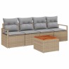 Ensemble de canapé de jardin avec coussin 5 pcs Beige polyrotin 528182528182
