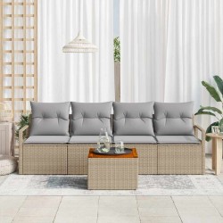 Ensemble de canapé de jardin avec coussin 5 pcs Beige polyrotin 528182528182