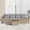 Ensemble de canapé de jardin avec coussin 5 pcs Beige polyrotin 528182528182