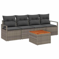 Ensemble de canapé de jardin avec coussin 5 pcs Gris polyrotin 528183528183