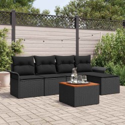Ensemble de canapé de jardin avec coussin 6 pcs Noir polyrotin 528184528184