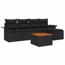 Ensemble de canapé de jardin avec coussin 6 pcs Noir polyrotin 528184528184
