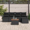 Ensemble de canapé de jardin avec coussin 6 pcs Noir polyrotin 528184528184