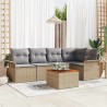 Ensemble de canapé de jardin avec coussin 6 pcs Beige polyrotin 528185528185