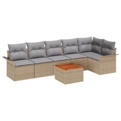 Ensemble de canapé de jardin avec coussin 7 pcs Beige polyrotin 528186528186