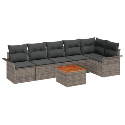 Ensemble de canapé de jardin avec coussin 7 pcs Gris polyrotin 528187528187