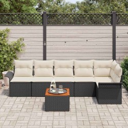 Ensemble de canapé de jardin avec coussin 7 pcs Noir polyrotin 528188528188