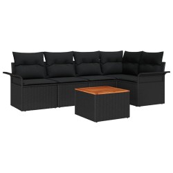 Ensemble de canapé de jardin avec coussin 6 pcs Noir polyrotin 528189528189