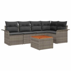 Ensemble de canapé de jardin avec coussin 6 pcs Gris polyrotin 528190528190