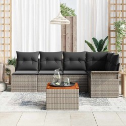Ensemble de canapé de jardin avec coussin 6 pcs Gris polyrotin 528190528190