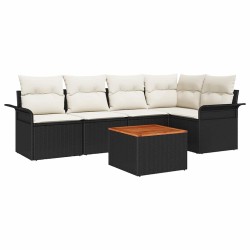 Ensemble de canapé de jardin avec coussin 6 pcs Noir polyrotin 528192528192