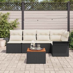 Ensemble de canapé de jardin avec coussin 6 pcs Noir polyrotin 528192528192